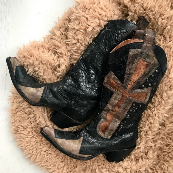 Stetson Multi Pattern Leather Pointed Toe Boots - Picture 4 of 6